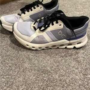 On Running Athletic Shoes in Light Blue and White